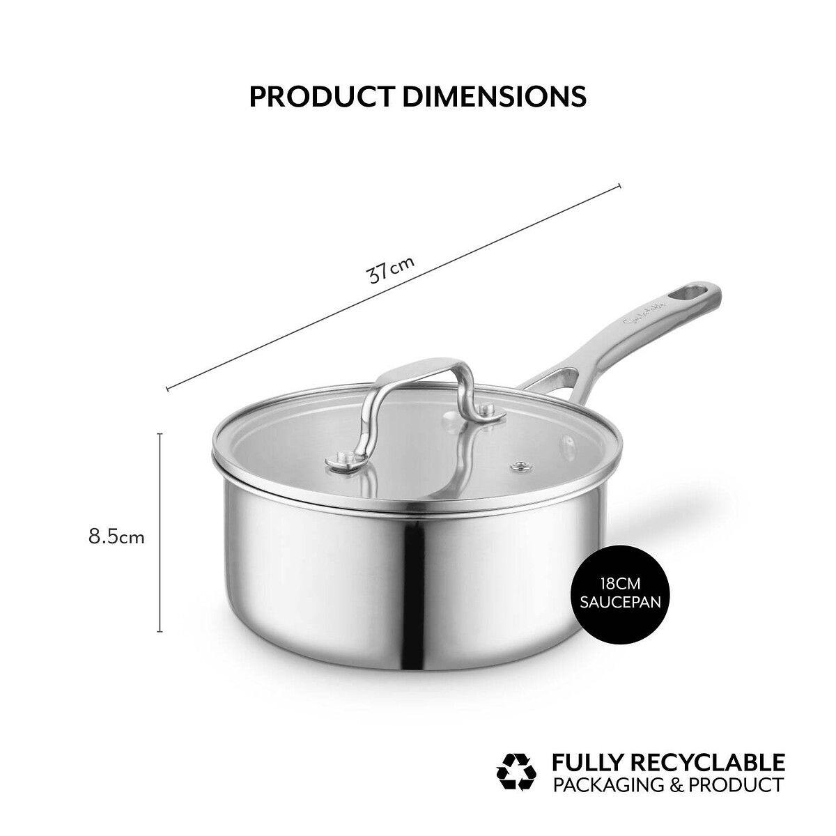 18cm SLT Core Tri-ply Saucepan with Lid silver-coloured, SUR LA TABLE