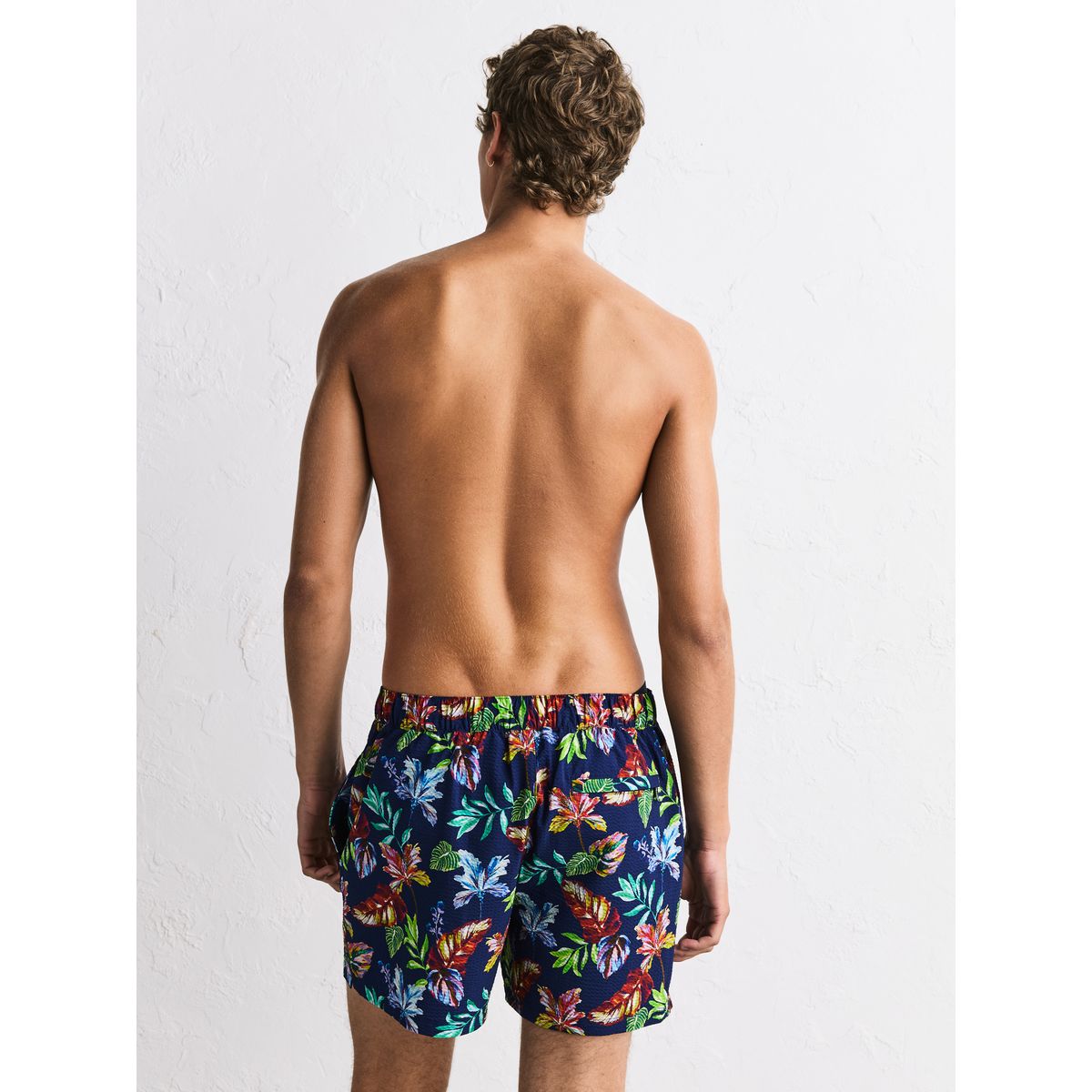 Short de bain 13 cm en seersucker à fleurs signature bleu marine, NEXT