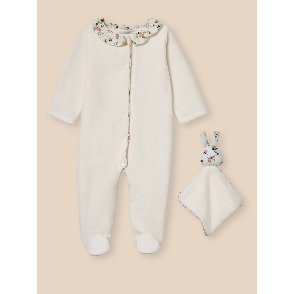 Dors-bien velours et tissu Liberty + doudou liberty elizabeth, CYRILLUS