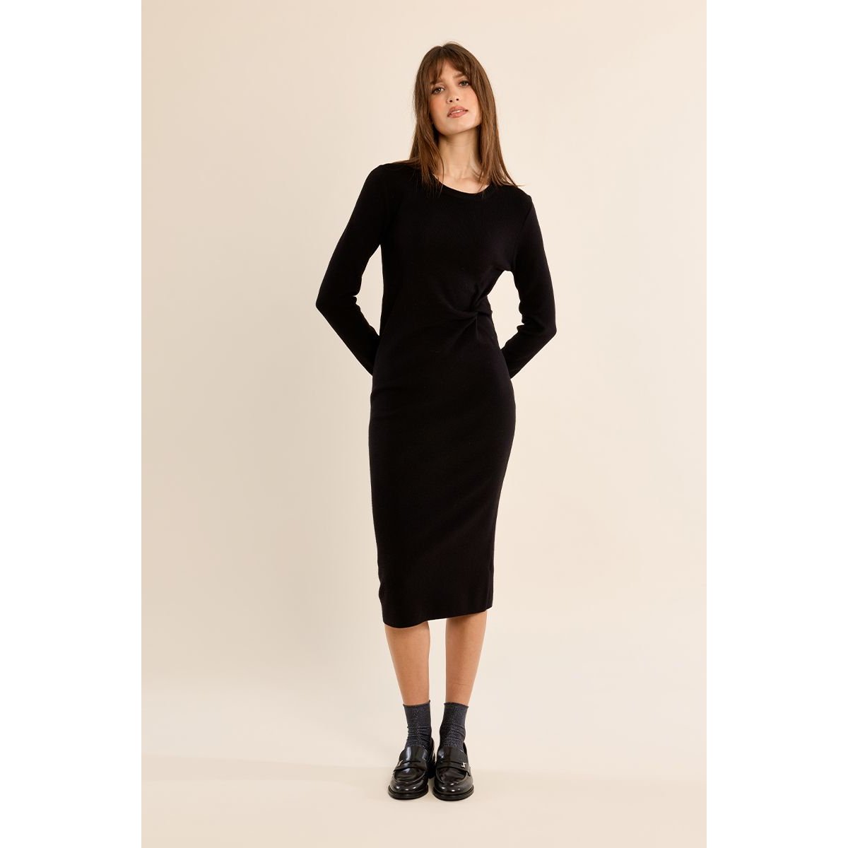 Robe longue, croisée noir, MOLLY BRACKEN