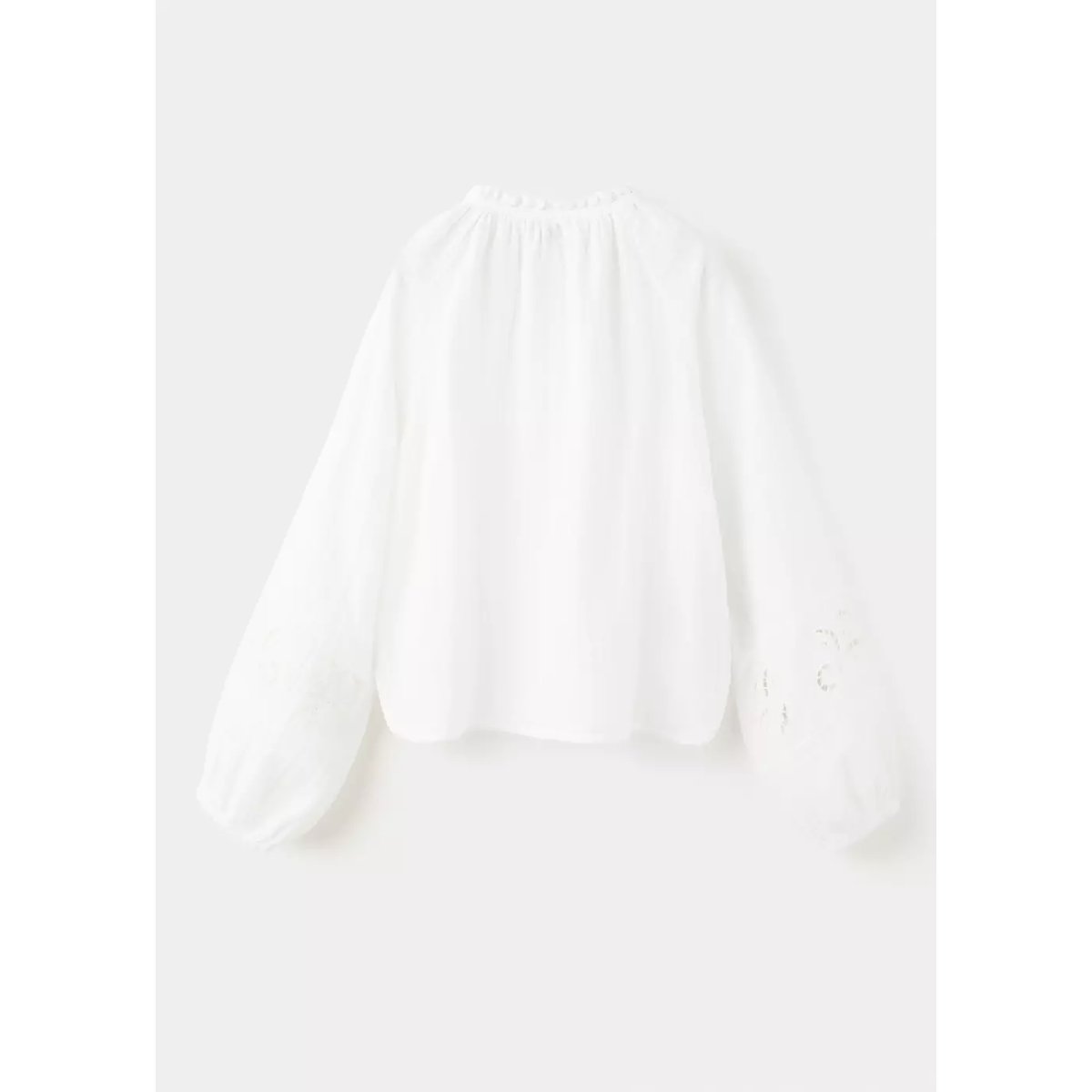 Blouse en coton à broderies ajourées blanc, MANGO KIDS