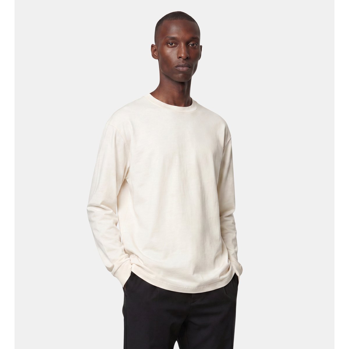 T-shirt roose droit en coton écru et blanc, GALERIES LAFAYETTE