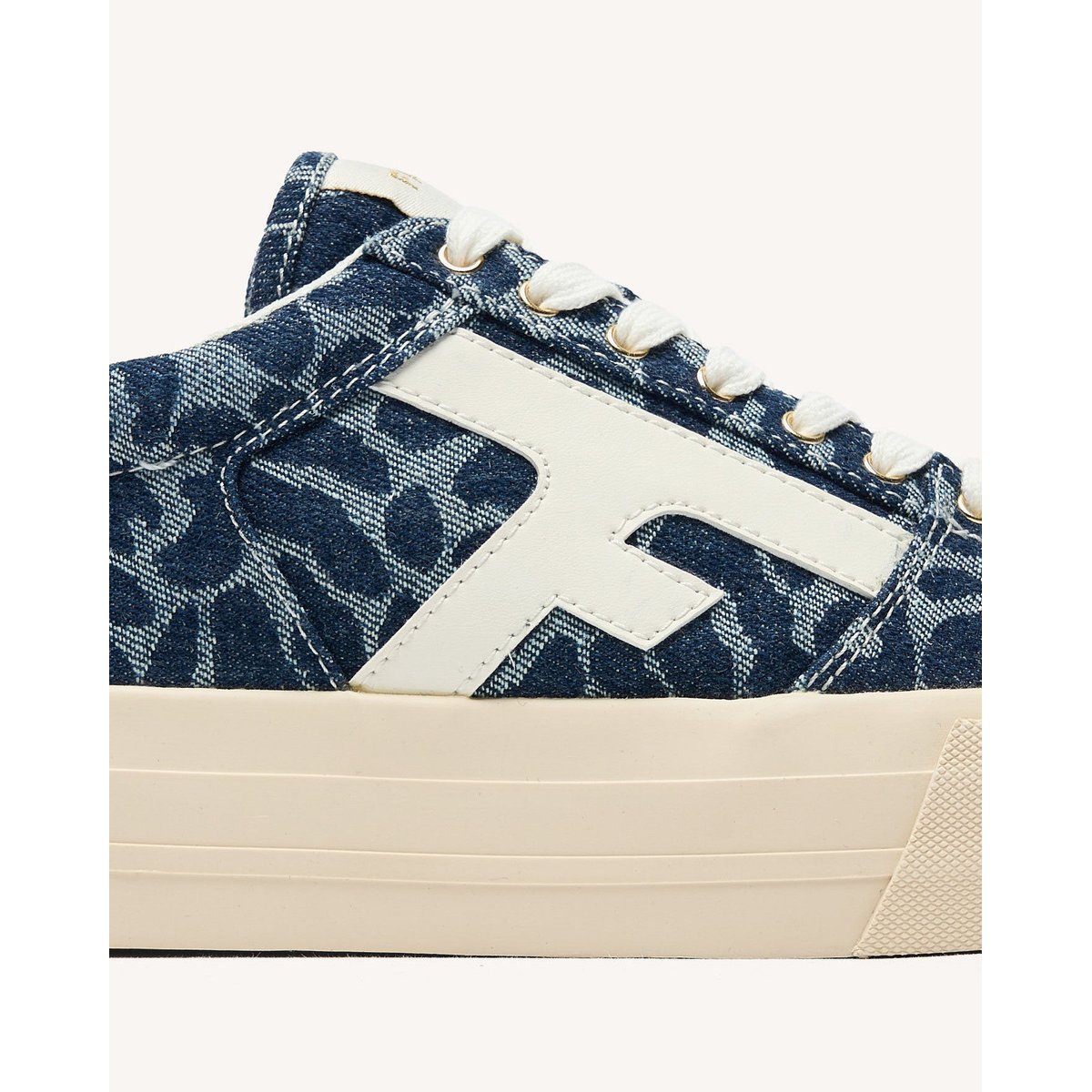 Tennis basses tissu WALNUT PLATFORM bleu jean, FAGUO
