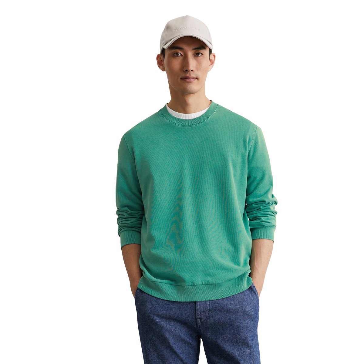 Sweat-shirt régulier en pur coton bio vert clair, MARC O'POLO
