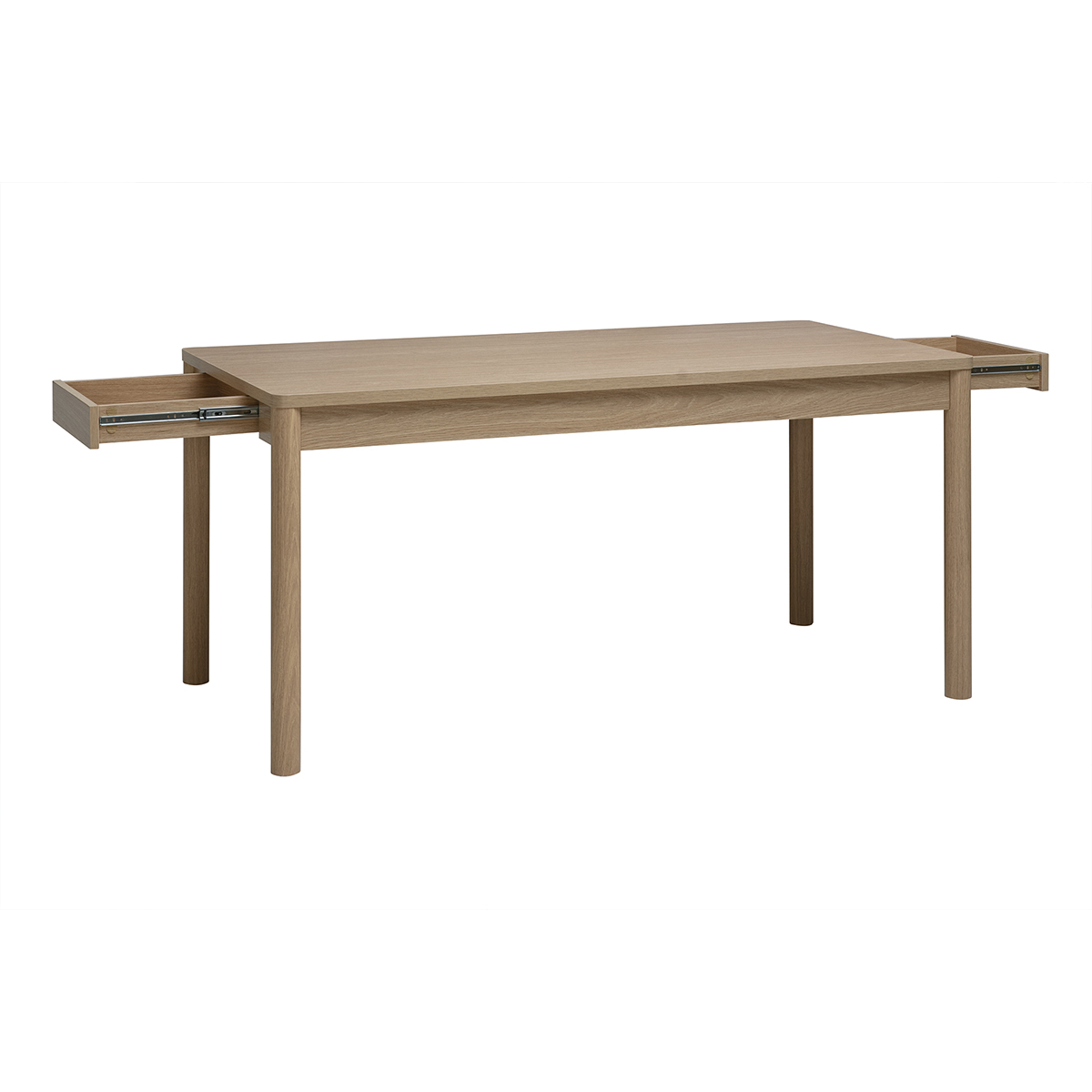 Table à manger rectangulaire avec rangements finition bois clair chêne L160 cm IZZIE couleur unique, MILIBOO