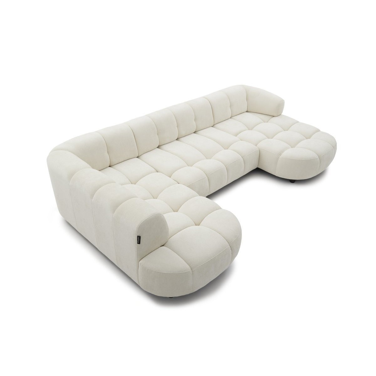 Canapé d'angle convertible places en tissu chenille, LOVELY beige, BOBOCHIC