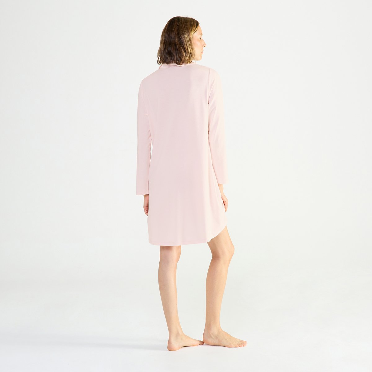Chemise de nuit courte col polo en jersey ENVOÛTANTE poudre, LAURENCE TAVERNIER