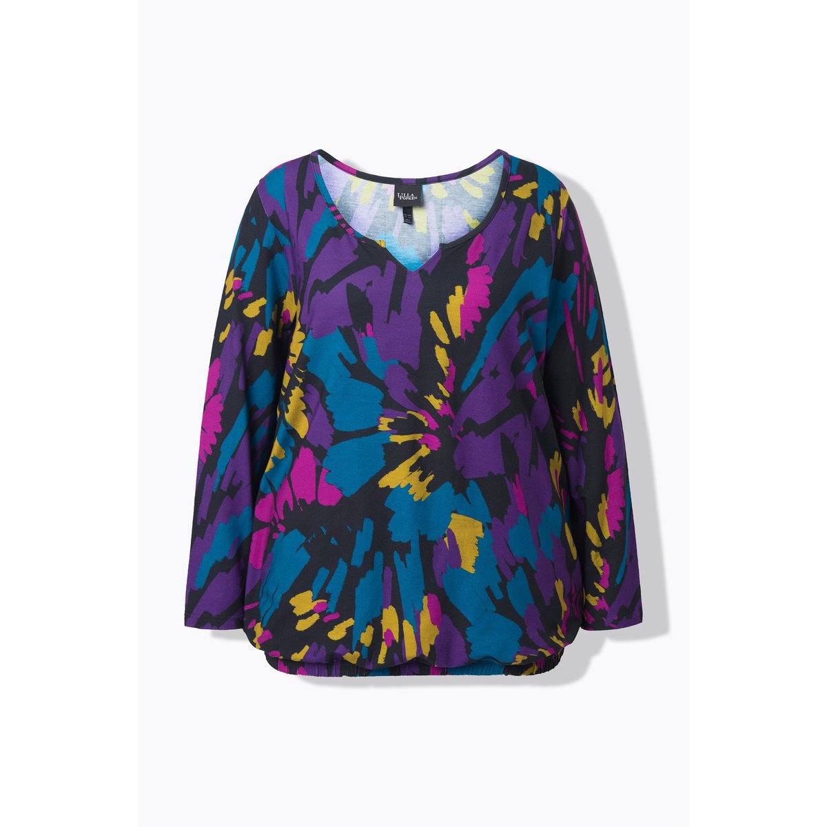 T-shirt à col rond et manches longues noir, ULLA POPKEN