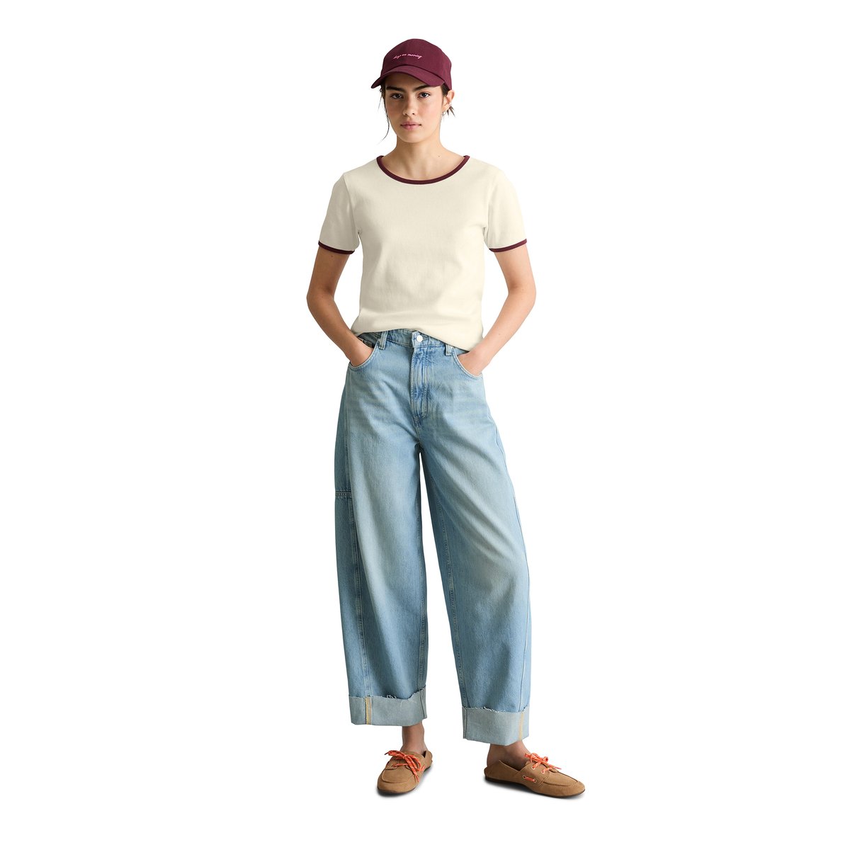 T-shirt structuré slim en pur coton bio blanc naturel, MARC O’POLO DENIM