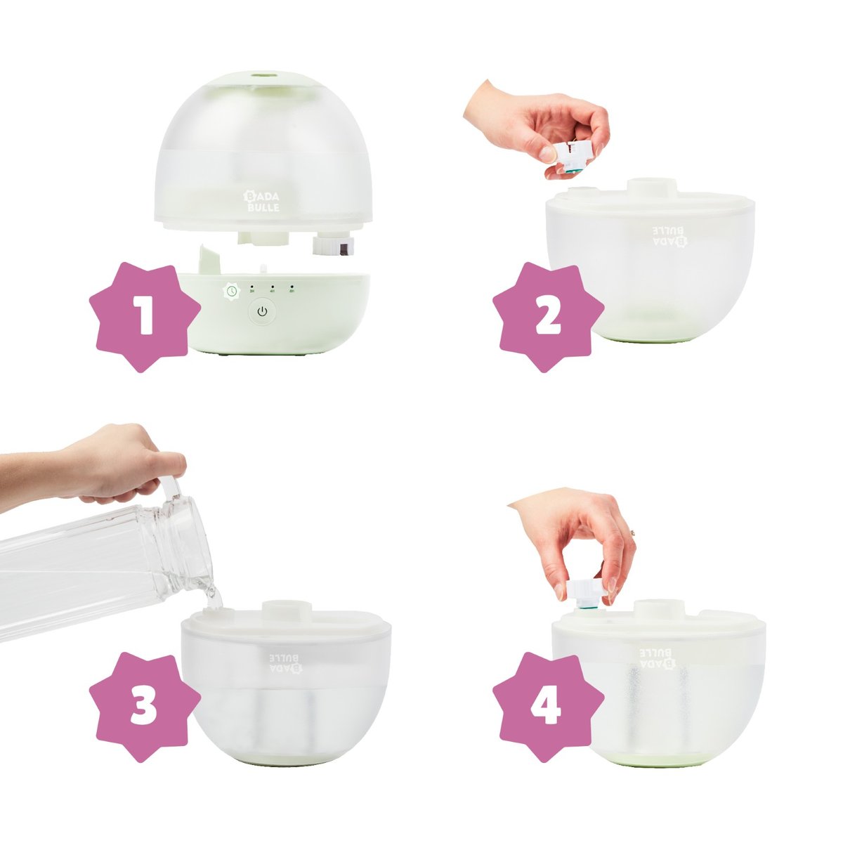 Humidificateur Veilleuse Bubble vert clair, BADABULLE