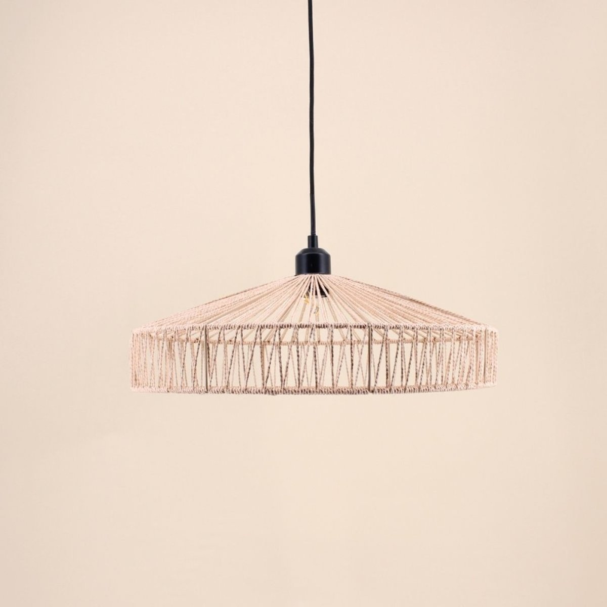 Suspension ronde en corde 45cm beige, ORNAMI
