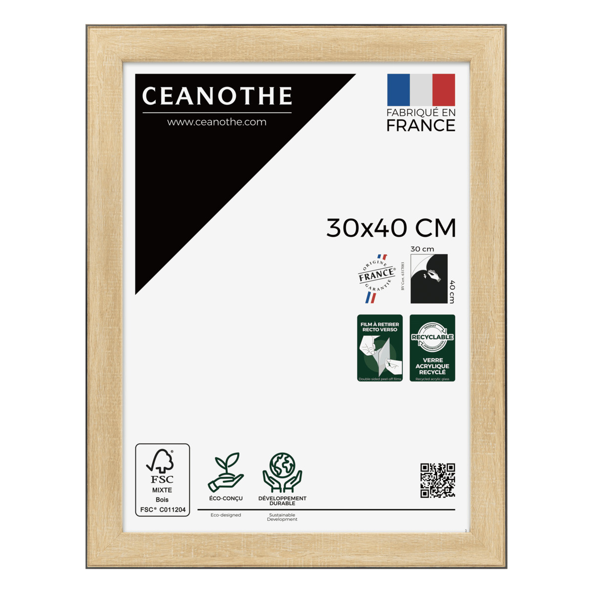 Cadre Photo En Résine Recyclée NEWTON noir, CEANOTHE