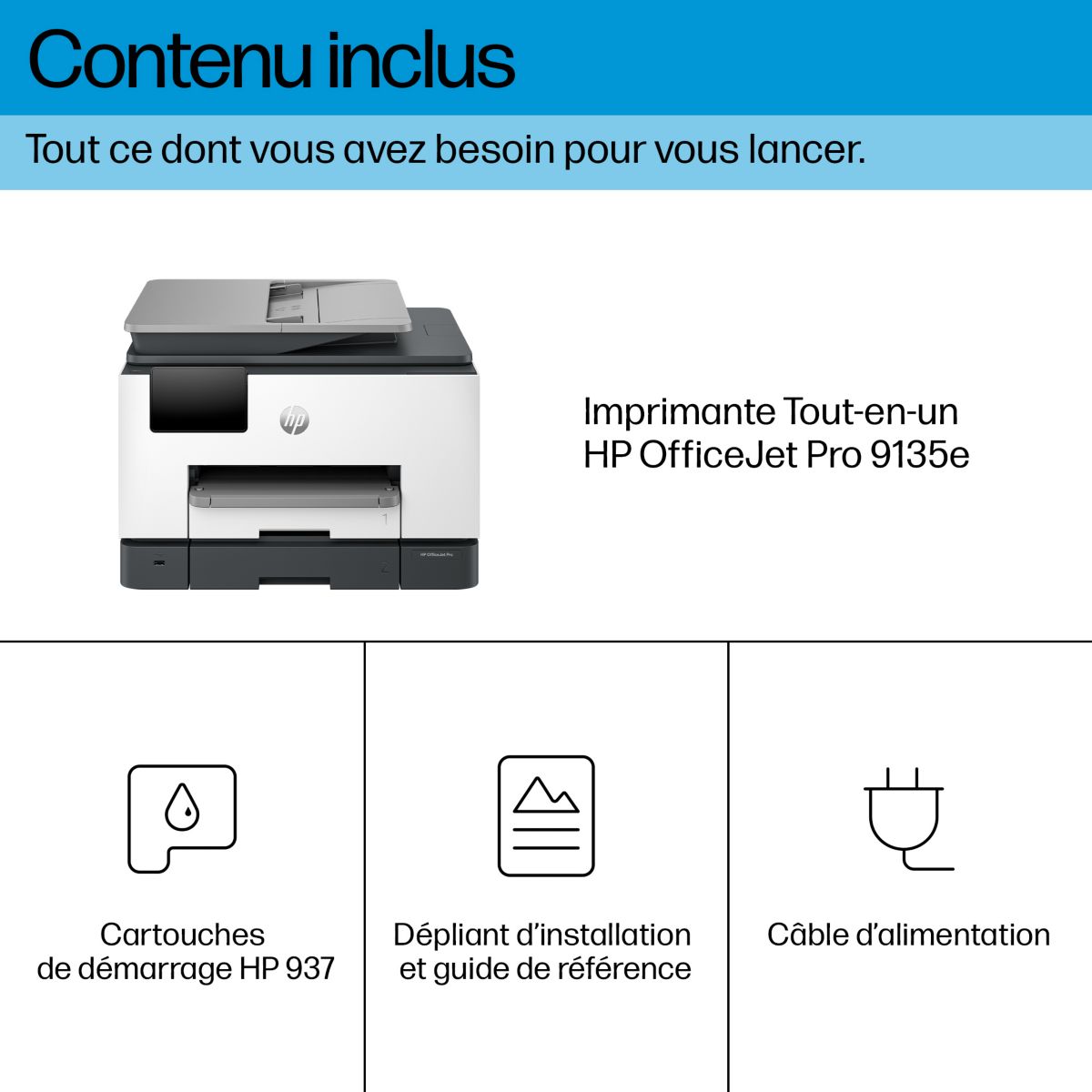 Imprimante jet d'encre OfficeJet Pro 9135e éligible Instant Ink couleur unique, HP