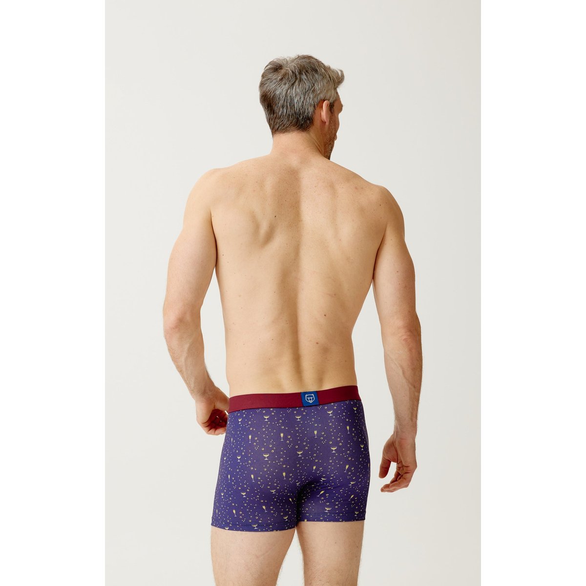 Boxer en jersey de coton imprimé Champagne marine, ARTHUR