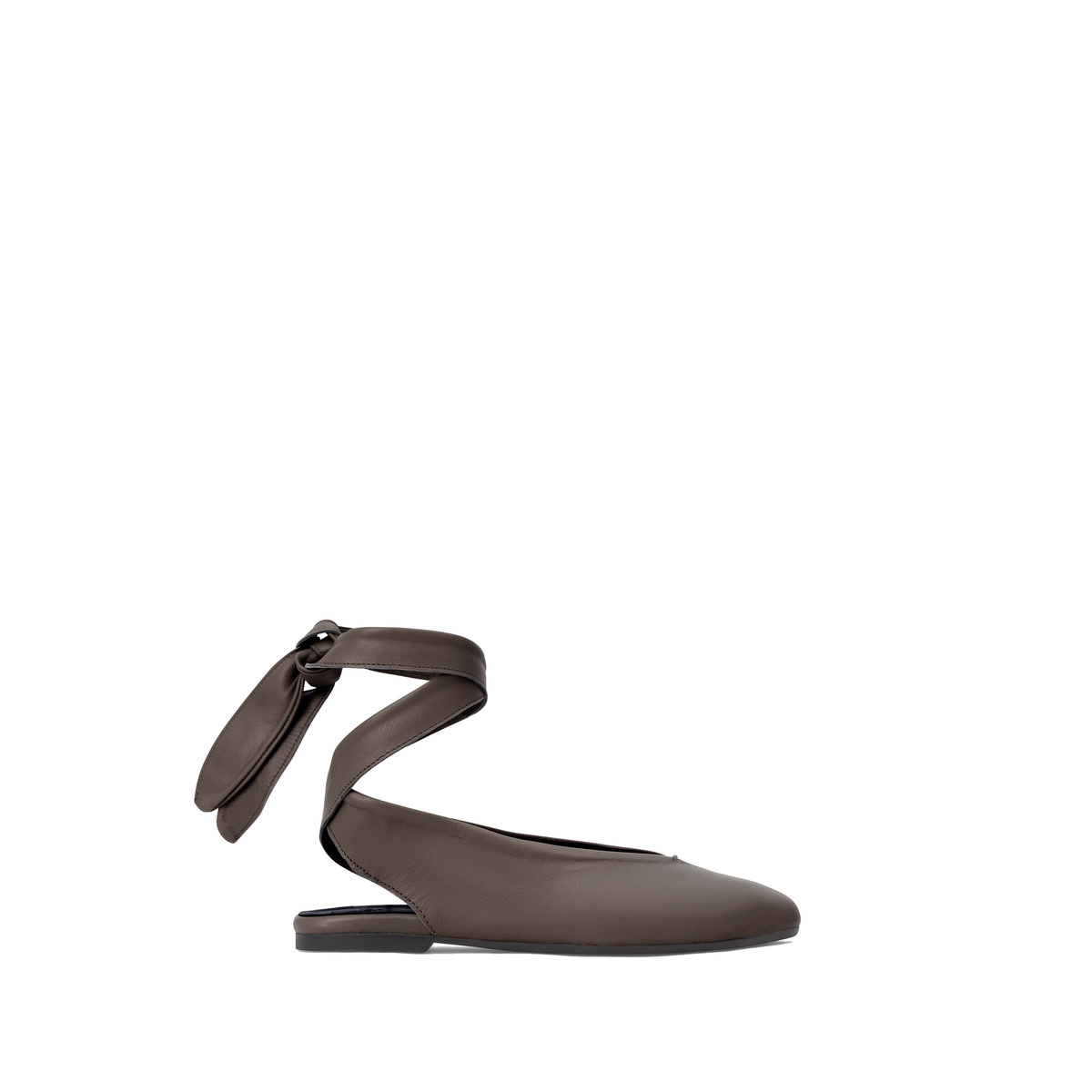 Ballerines slingback à liens à nouer en cuir SYBIL café, CASTANER