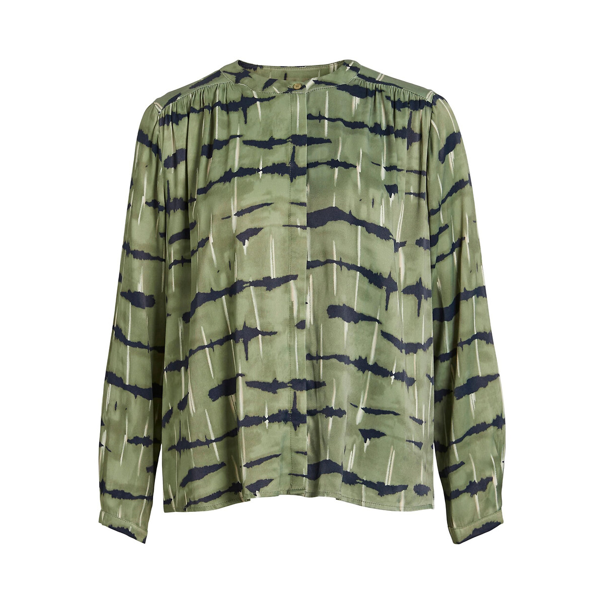 Blouse satinée, imprimé zèbré vert/noir, VILA