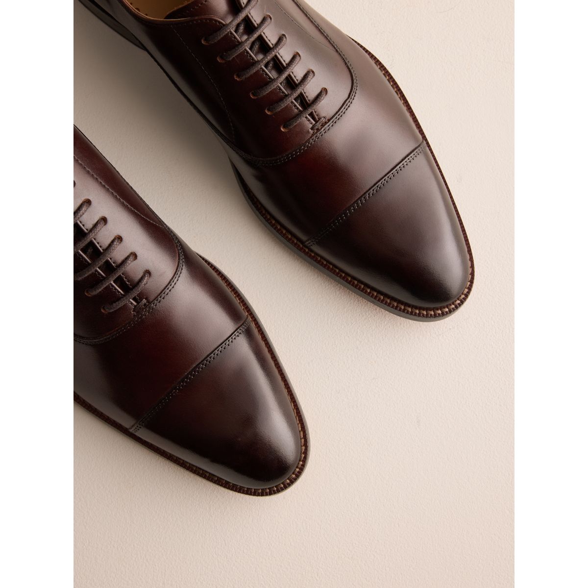 Chaussures oxford en cuir avec bout renforcé signature marron foncé, NEXT