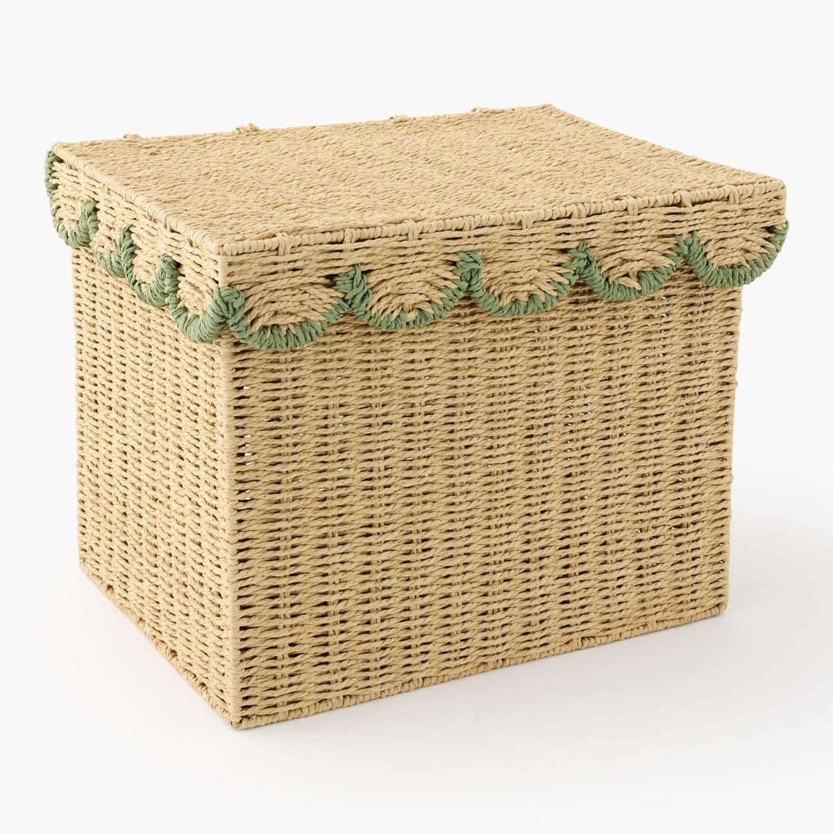Coffre à jouet carré avec couvercle,36*24*26cm, en papier jade, MONOPRIX