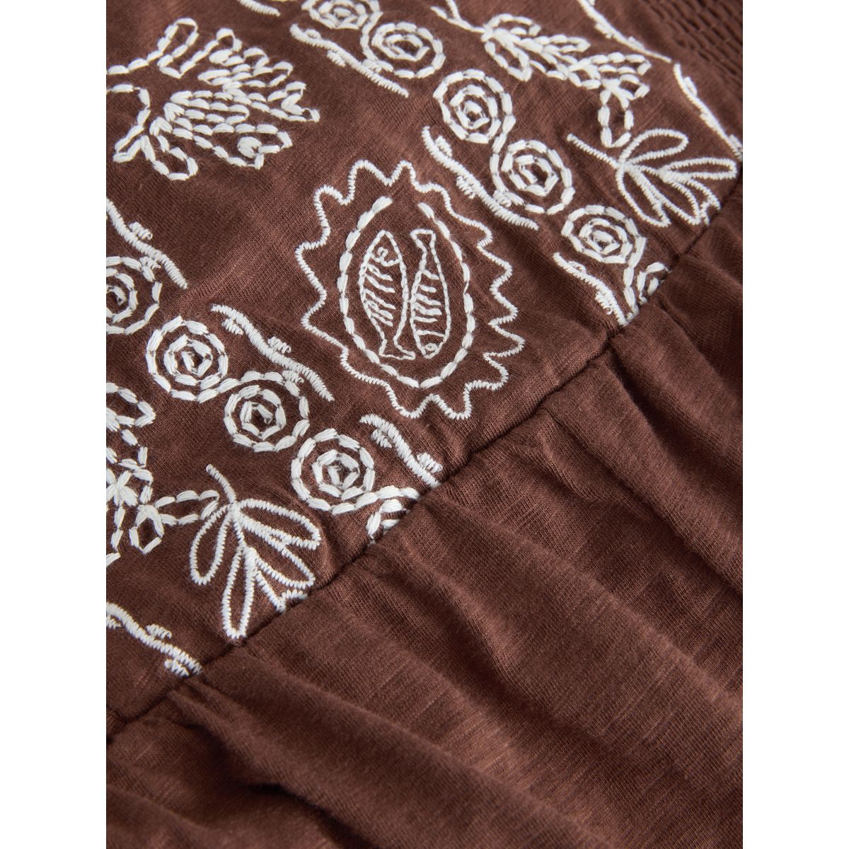 Combi-pantalon bandeau large en jersey marron chocolat brodé, NEXT