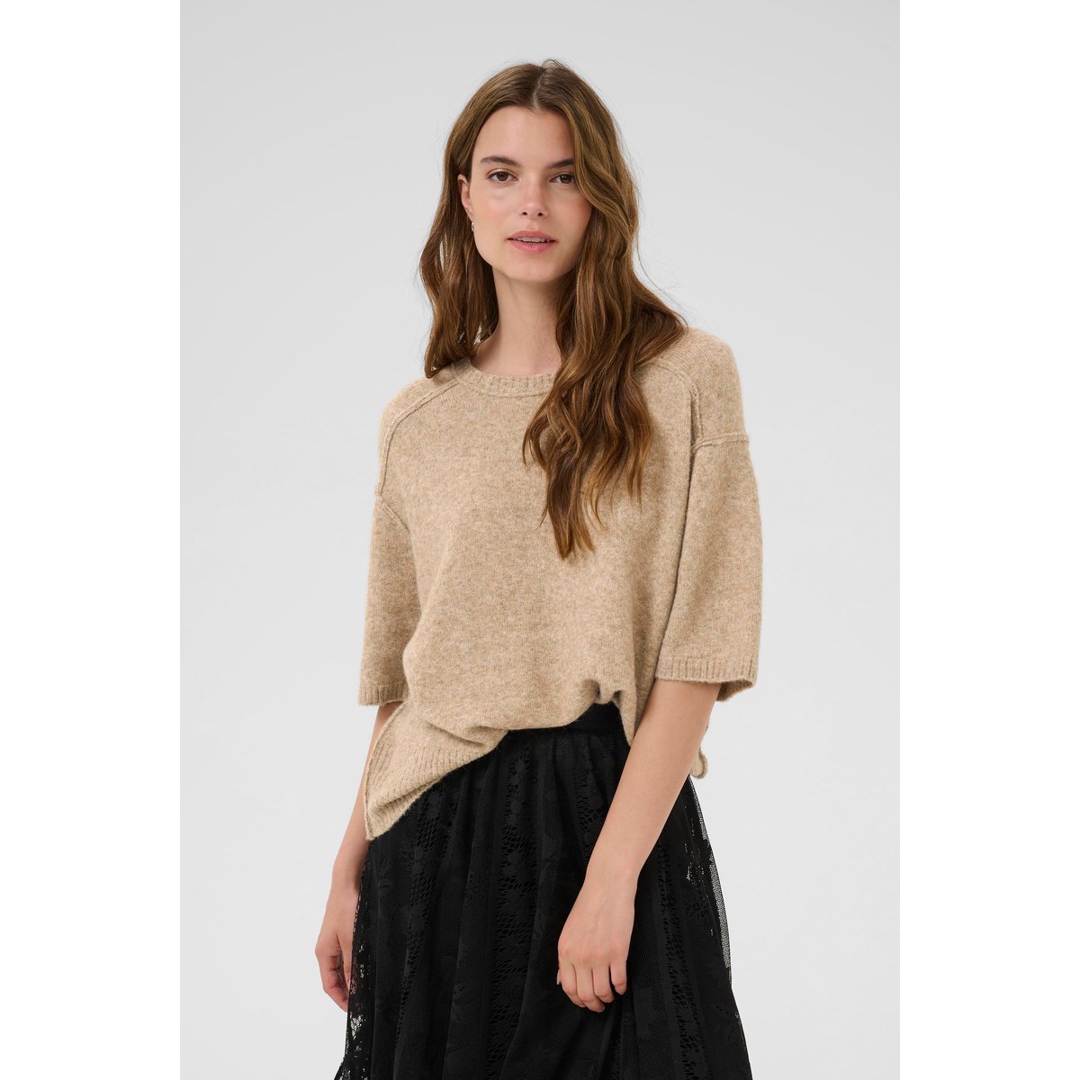 Pullover tricoté beige tannin, CULTURE