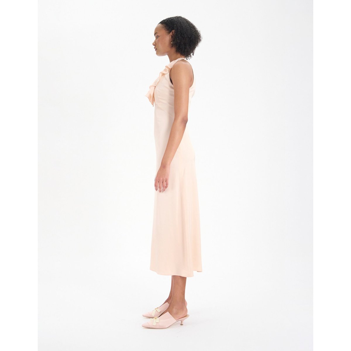 Robe Victorine en viscose mélangée rose pâle pale pink, INES DE LA FRESSANGE PARIS