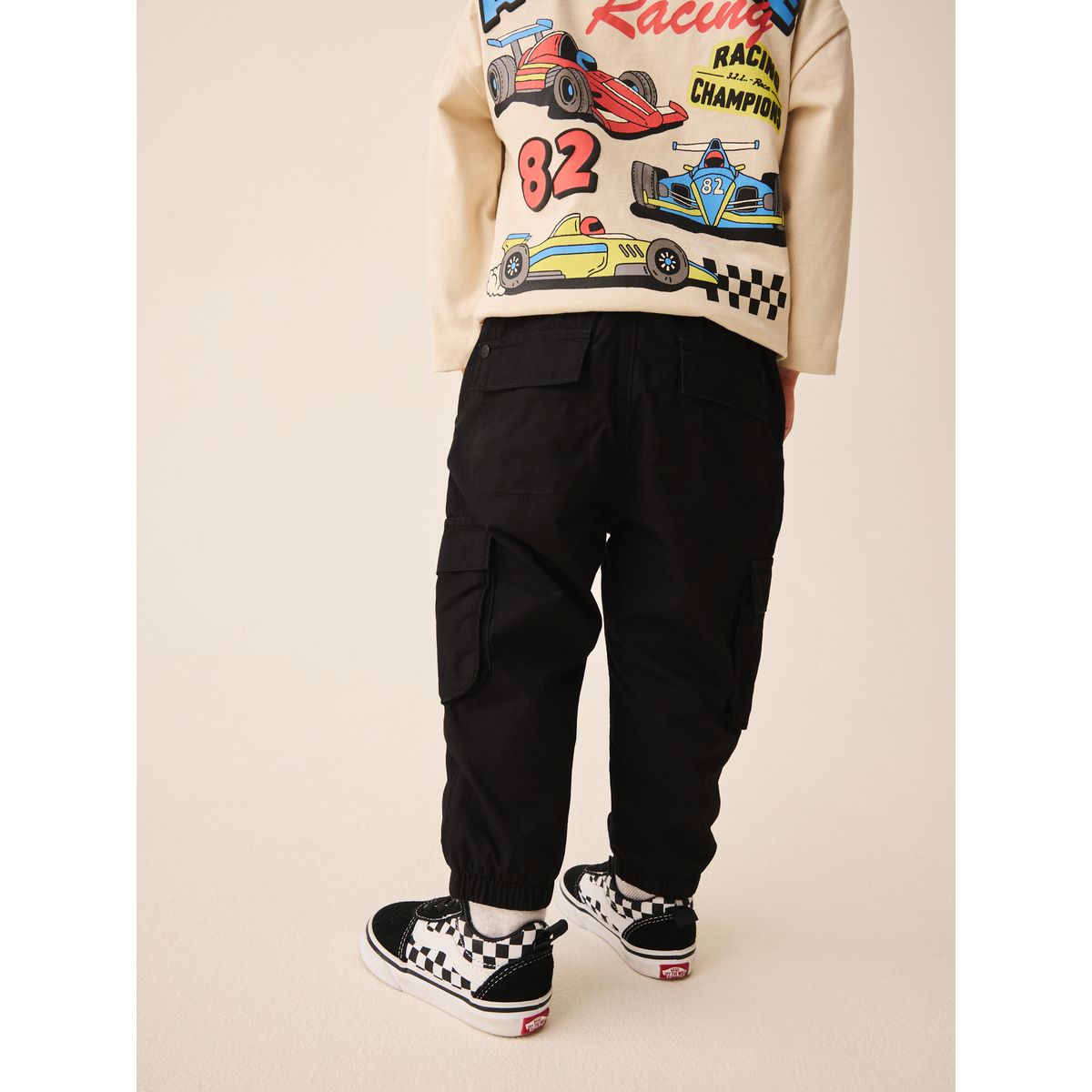 Pantalon cargo doublé noir, NEXT