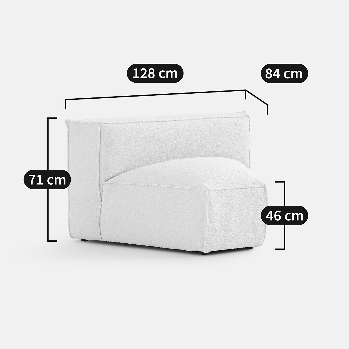 Elément d'angle ouvert pour canapé modulable, en bouclette, SEVEN ecru, LA REDOUTE INTERIEURS