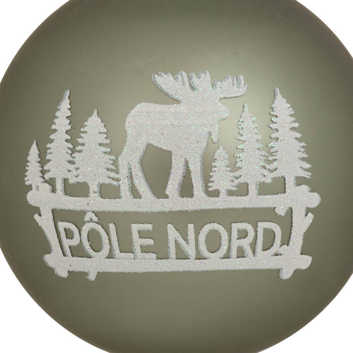 Boule de Noël en verre renne Nord vert D. 80 mm vert, FEERIC LIGHTS & CHRISTMAS