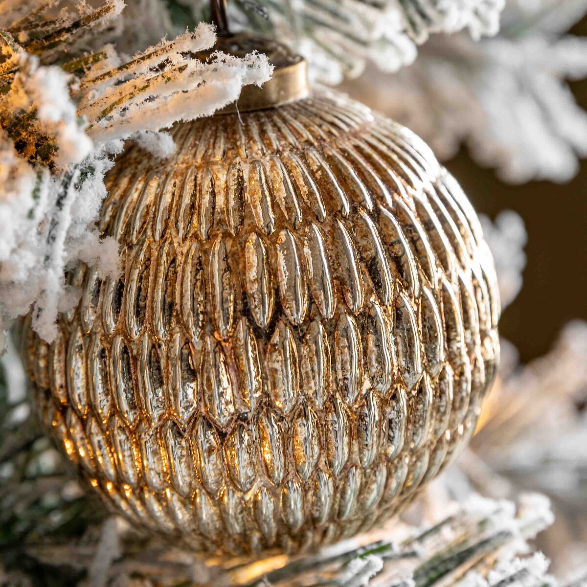 Set of 6 Crackle Baubles in Silver gold-coloured, ÉDITÉ