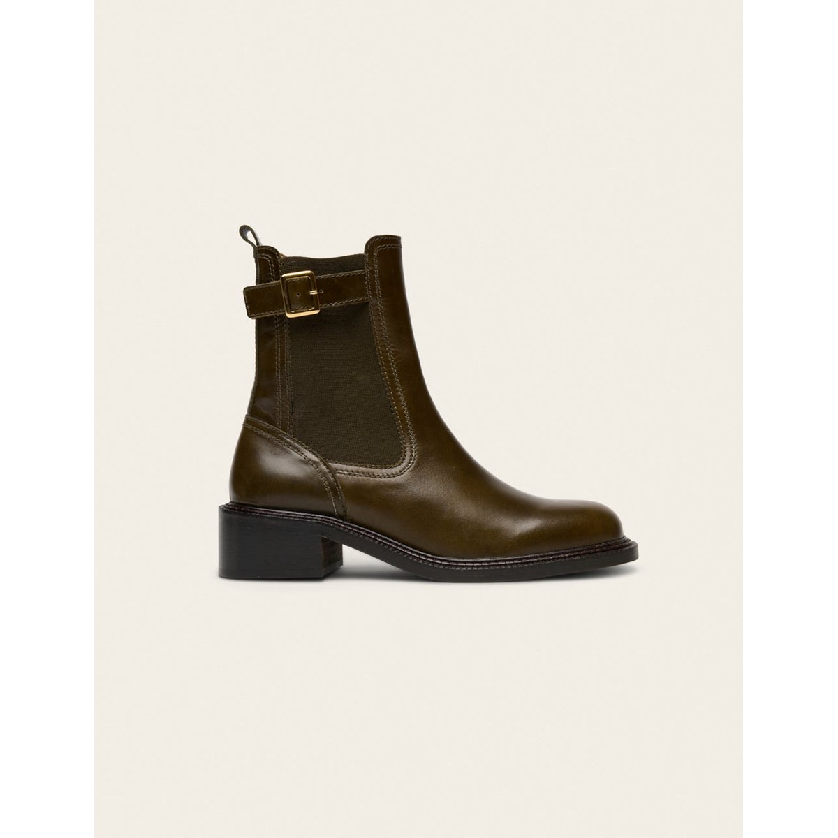Bottines à talons JAYA cuir kaki, ODAJE
