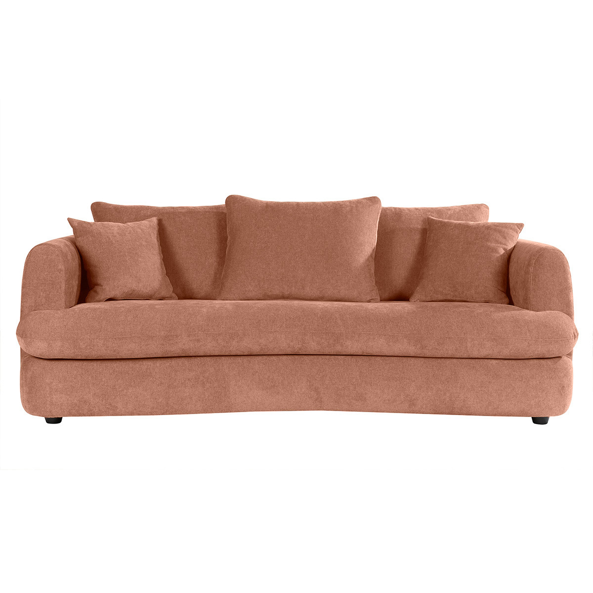 Canapé convertible déhoussable 3-4 places design haricot en tissu effet velours SACHA terra cotta, MILIBOO