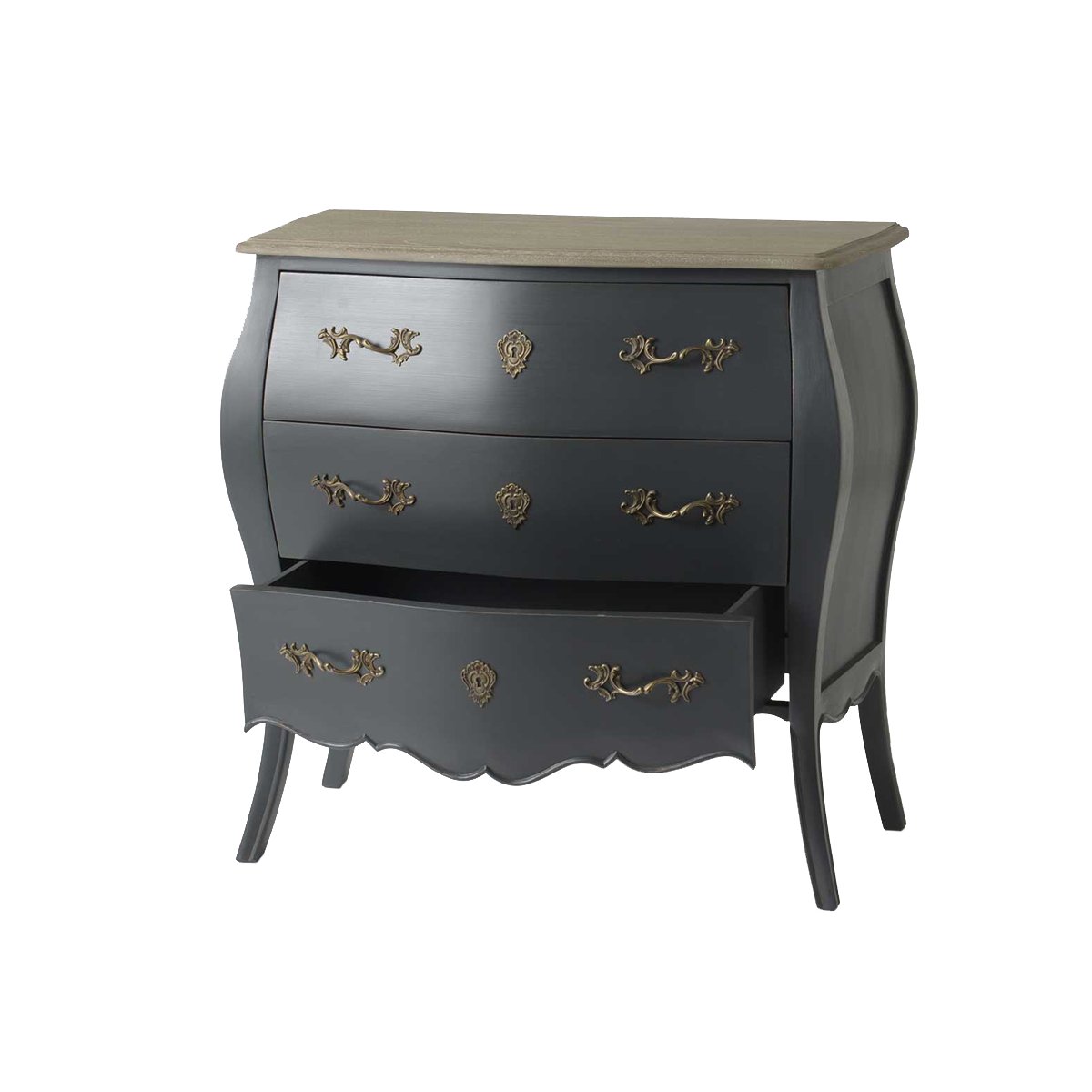 Commode Murano Céleste 3 Tiroirs gris, AMADEUS