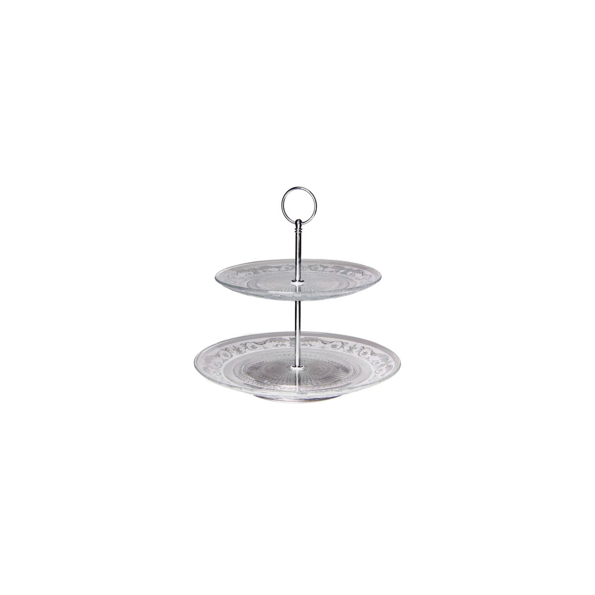 Plat de présentation fruits ou gâteaux à 2 étages en verre - 20x25x25cm transparent, WADIGA