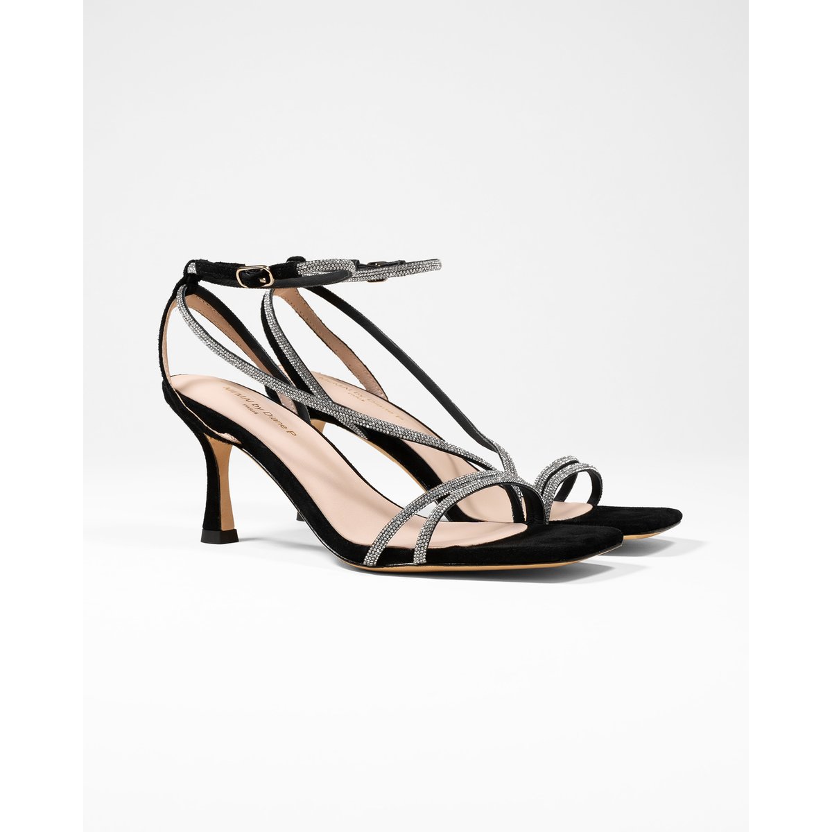Sandales à strass et en daim CAPRI noir, MI MAI