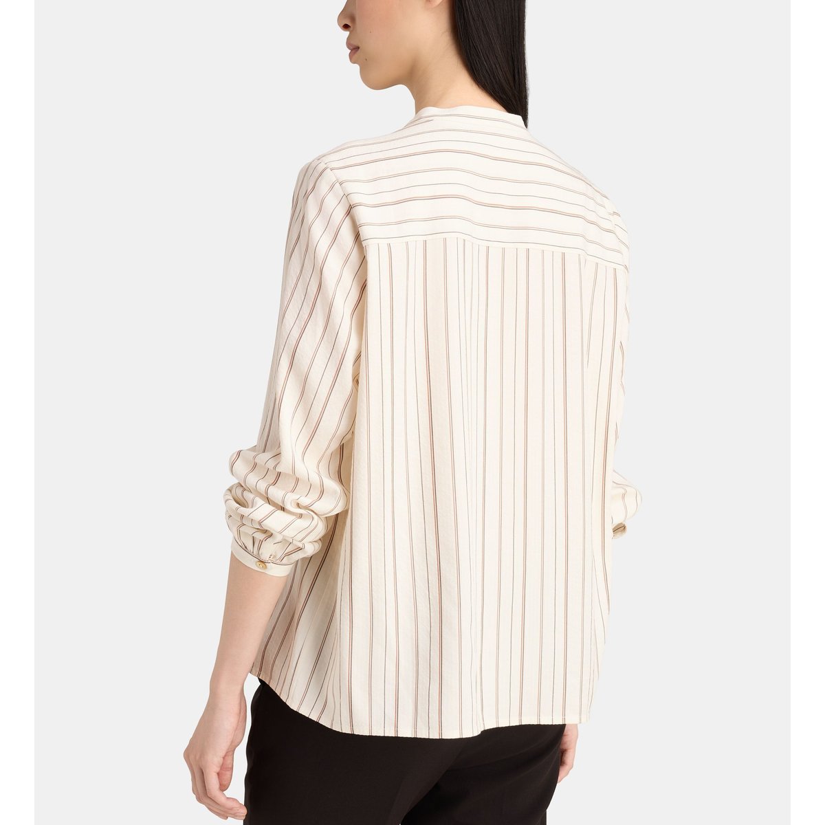 Blouse odrien à rayures écru et marron, JODHPUR