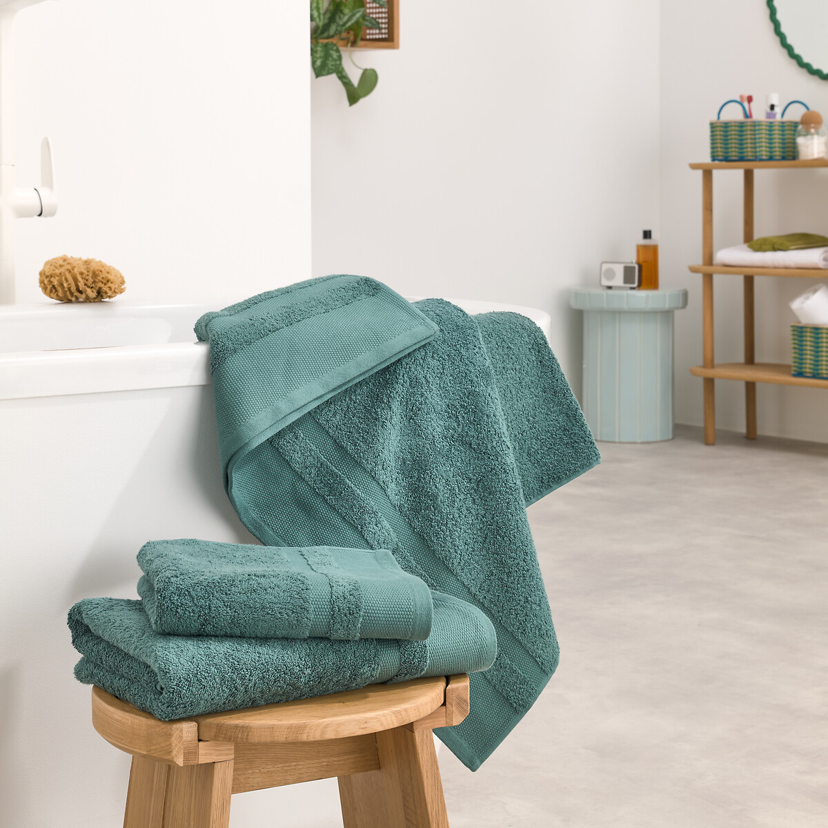 Serviette éponge en coton Égyptien 600g/m2, Kheops eucalyptus, LA REDOUTE INTERIEURS