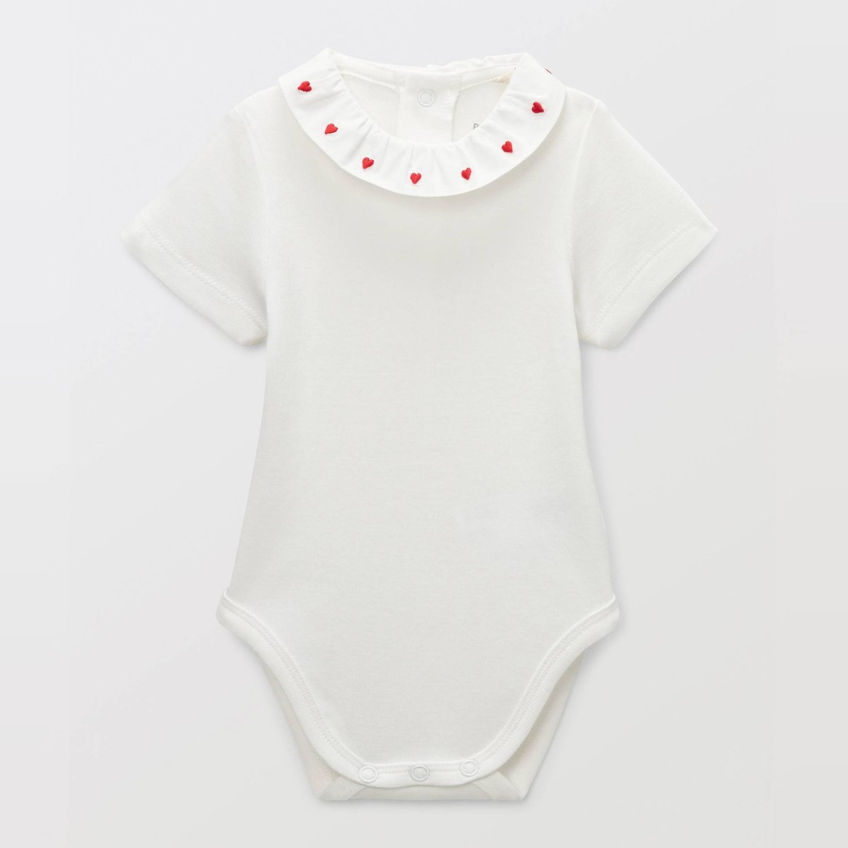 Body manches longues à col brodé en coton BIO GOTS ecru, BOUT'CHOU