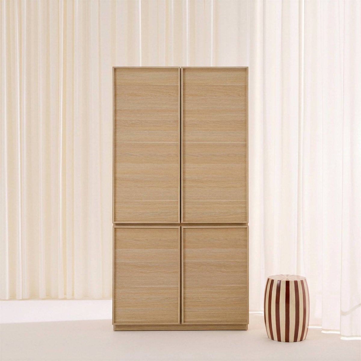 Module dressing décor bois 4 portes 1 penderie KUBA naturel, SWEEEK