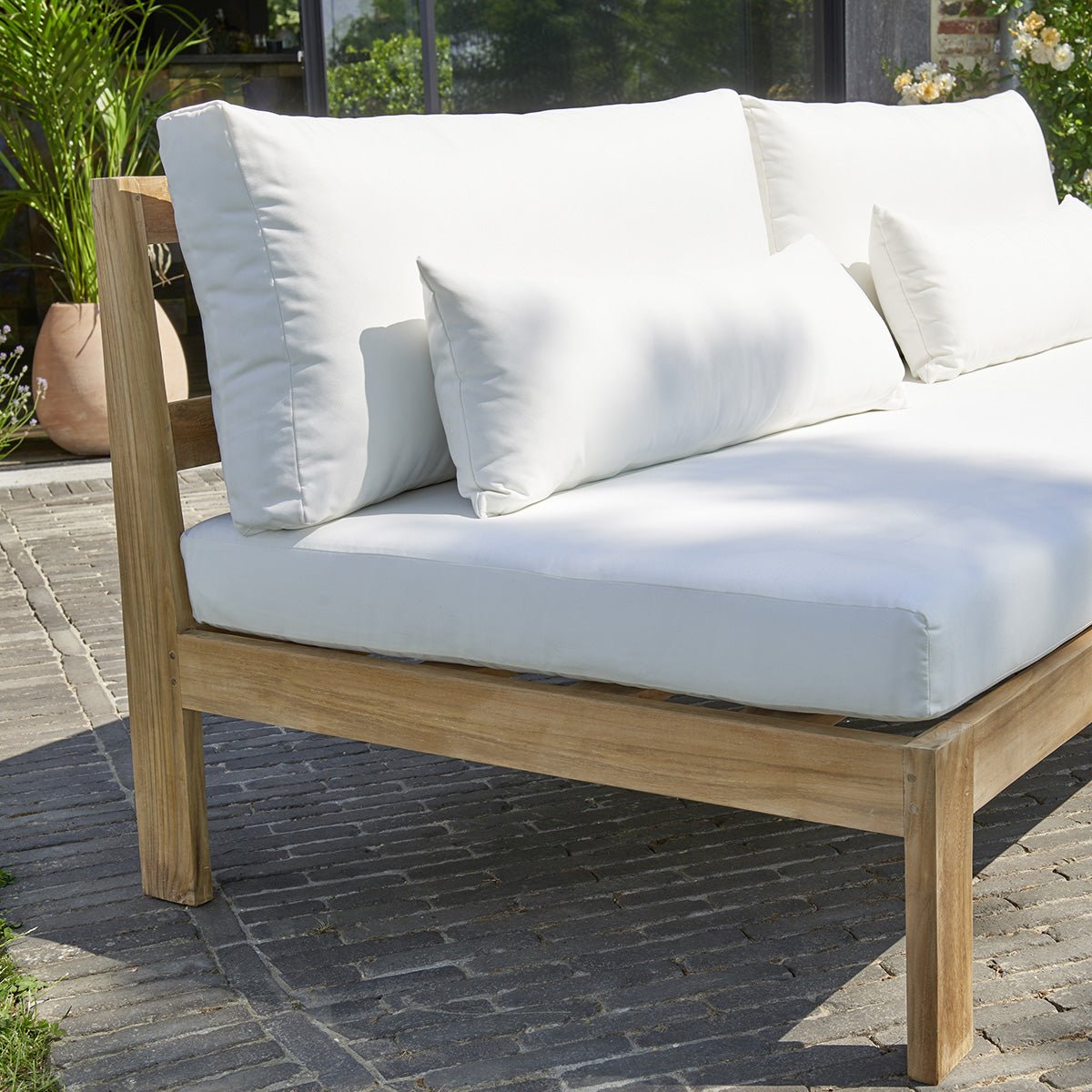 Canapé de jardin en teck massif PALMA blanc, BERAH GETAH