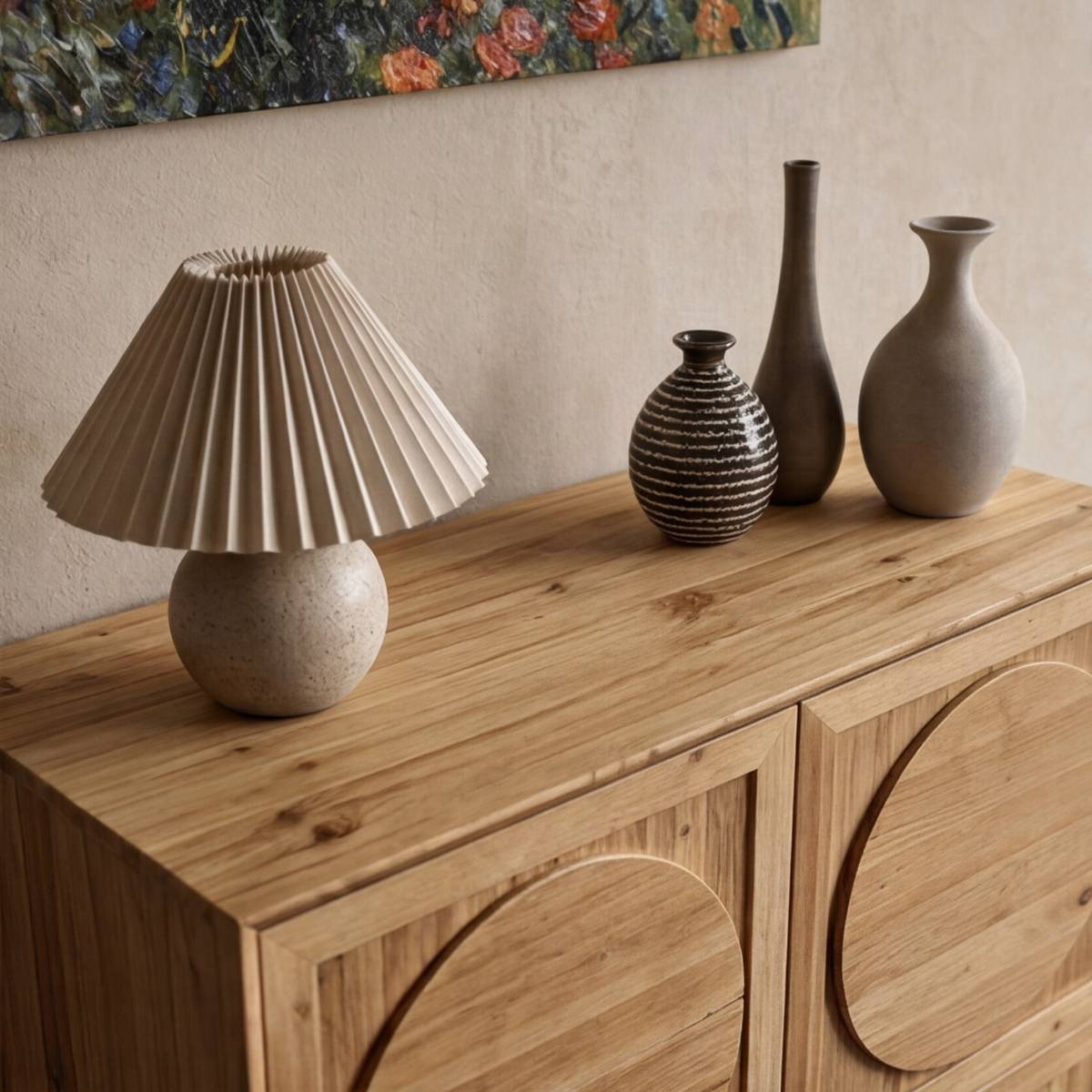 Buffet haut en bois recyclé SIGRID bois clair, MADE IN MEUBLES