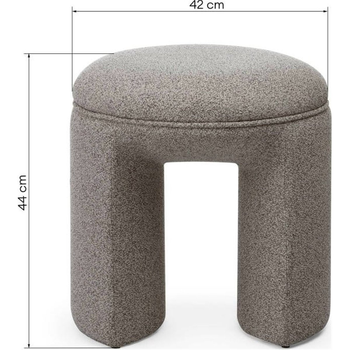Pouf arrondi en tissu tissé beige clair, RECOLLECTION