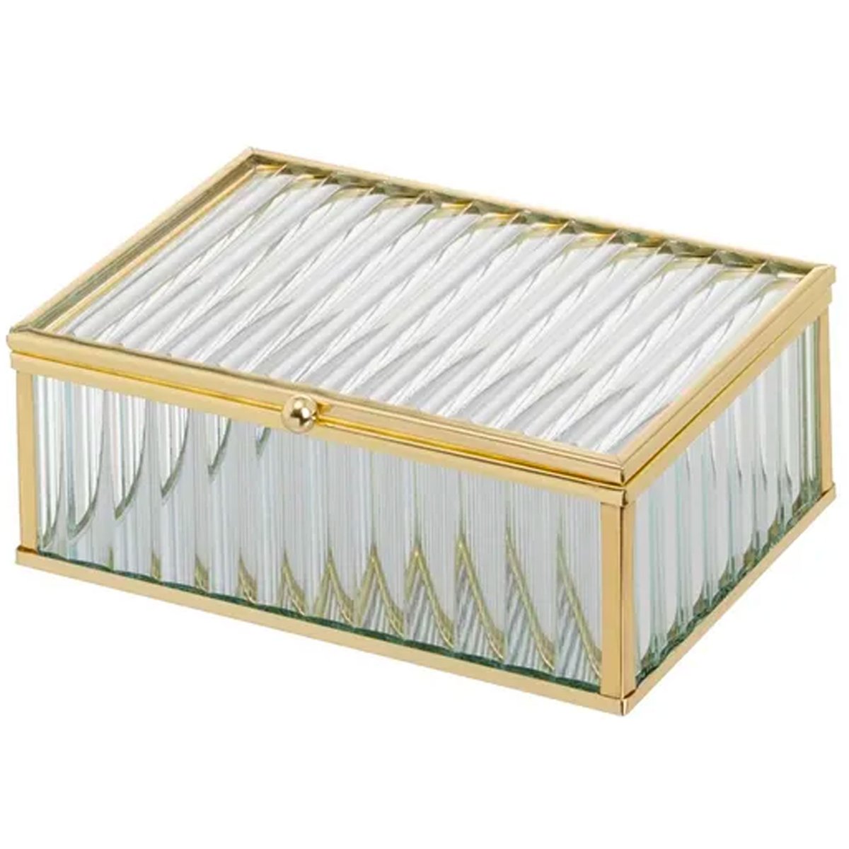 Boîte à bijoux métal doré, verre et miroir 15x11x6cm doré, WADIGA