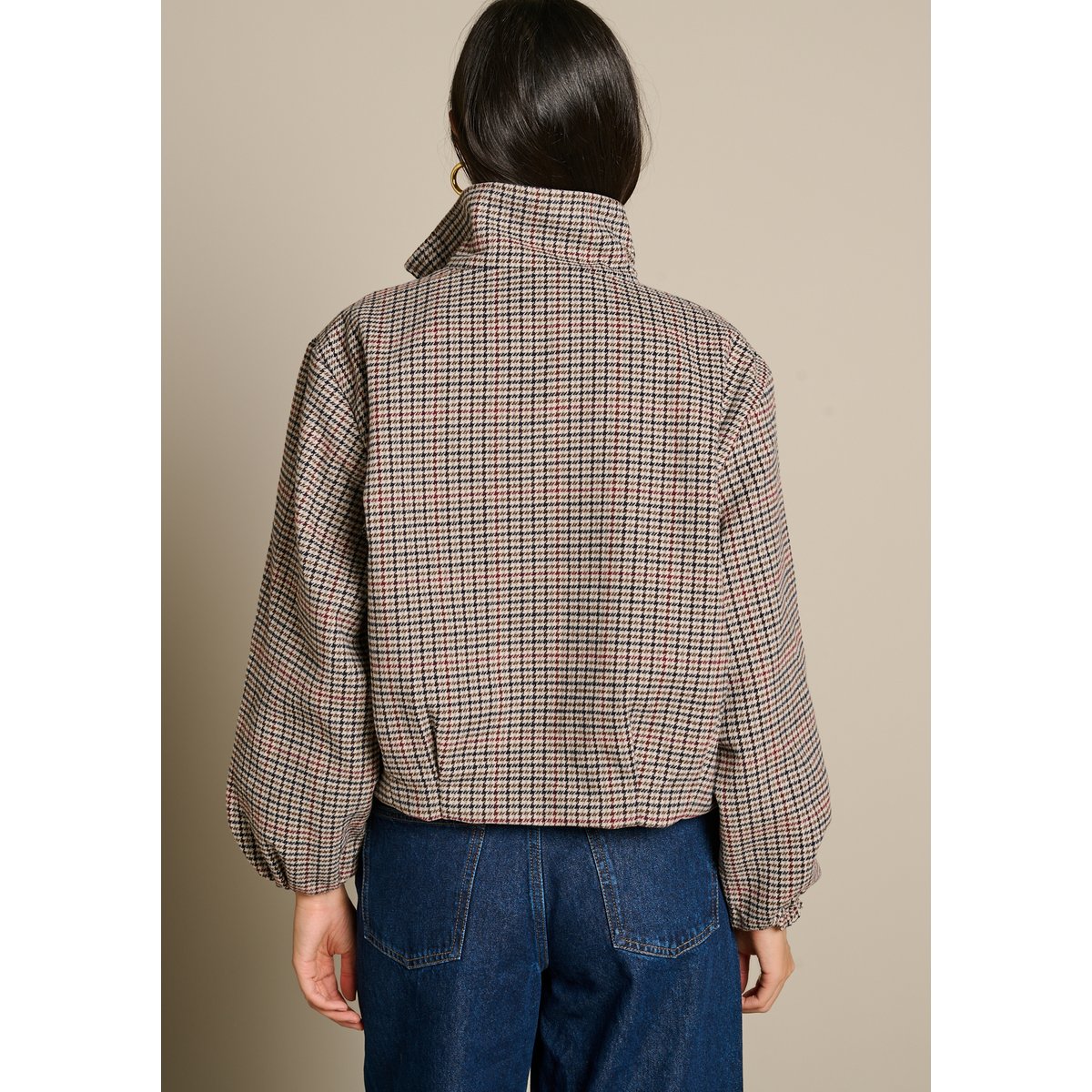 Veste imprimé pied-de-poule lt beige, LOLALIZA