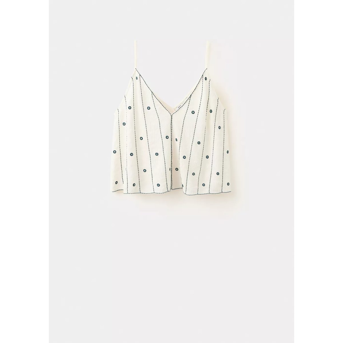 Top bretelles détails brodés blanc cassé, MANGO TEEN