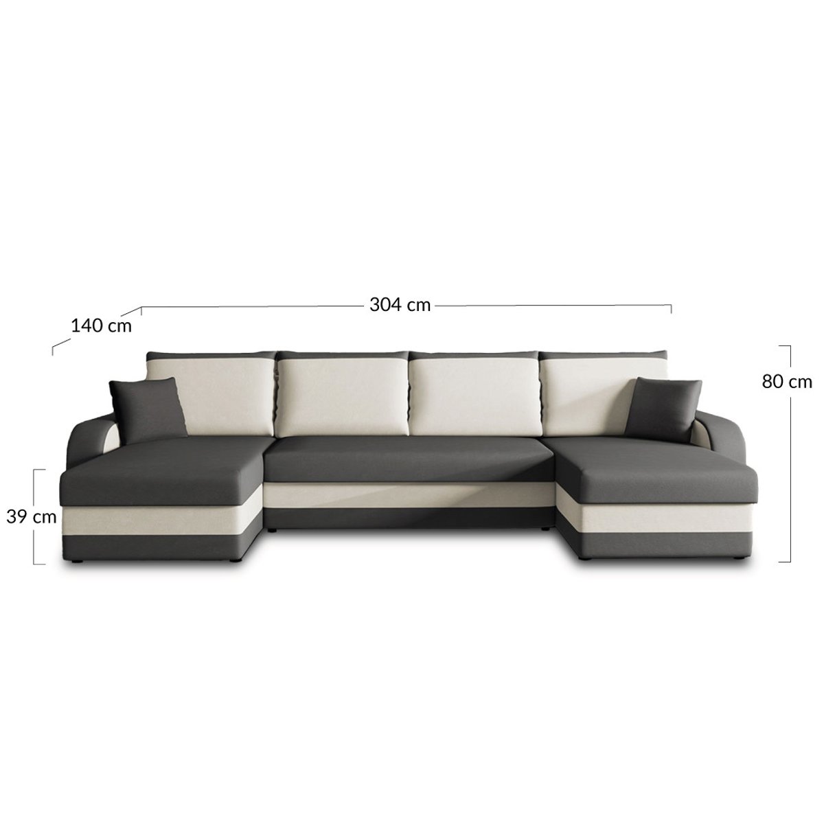 Canapé Panoramique Convertible 7 places - VALOS noir / blanc, BEST MOBILIER