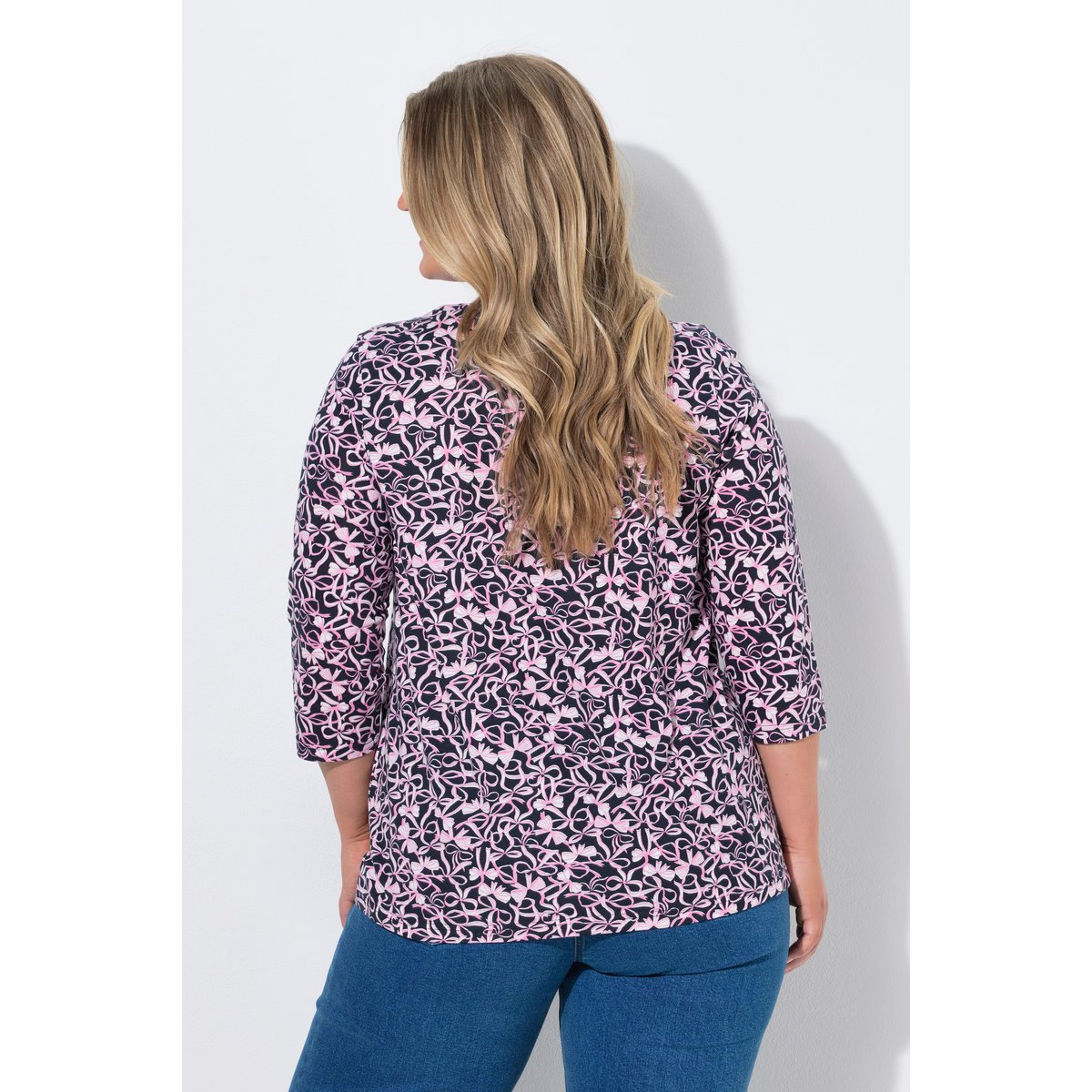 T-shirt avec plis fantaisie marine, ULLA POPKEN