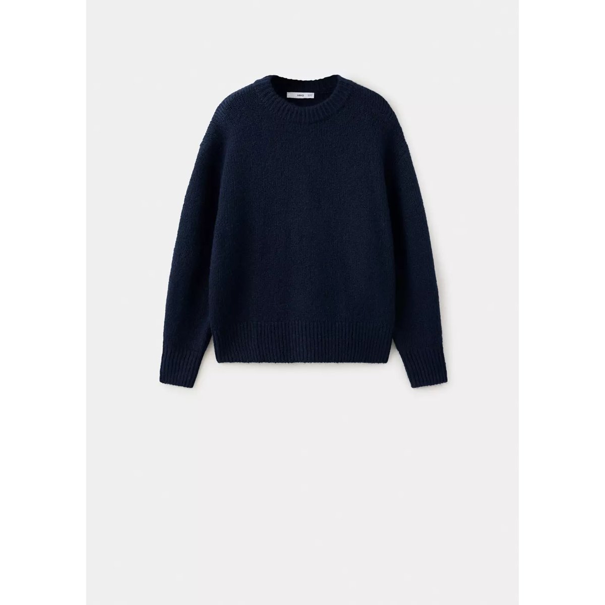 Pull en maille à col rond bleu marine, MANGO