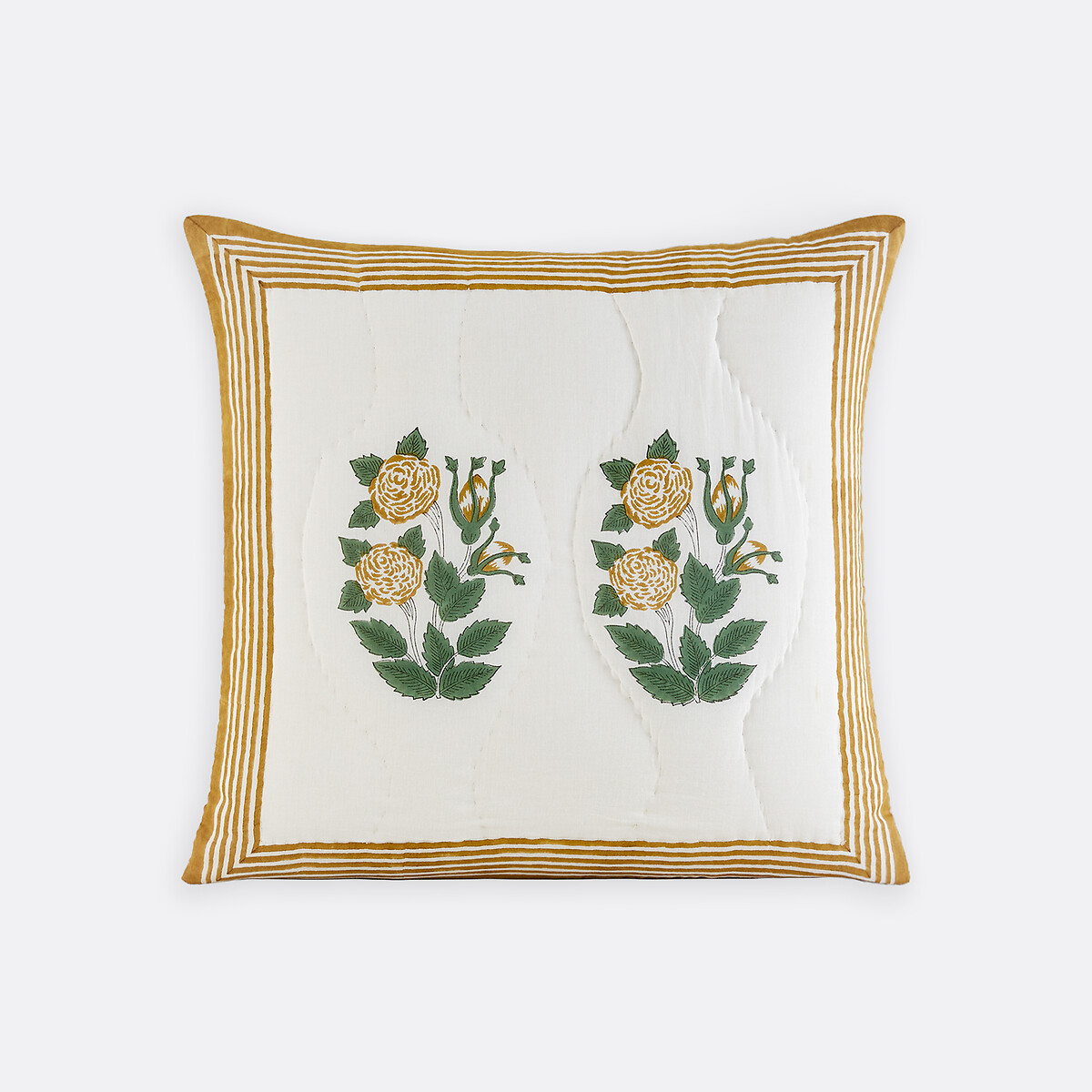 Funda de almohada acolchada, gasa de algodón estampada en bloques, Japali estampado india, LA REDOUTE INTERIEURS