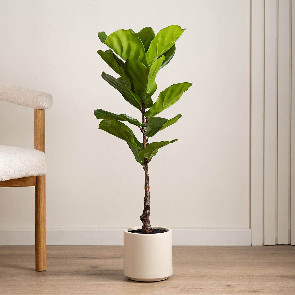 90cm Artificial Real Touch Fiddleleaf Fig Tree in Chunky Pot dark green/light green, SO'HOME