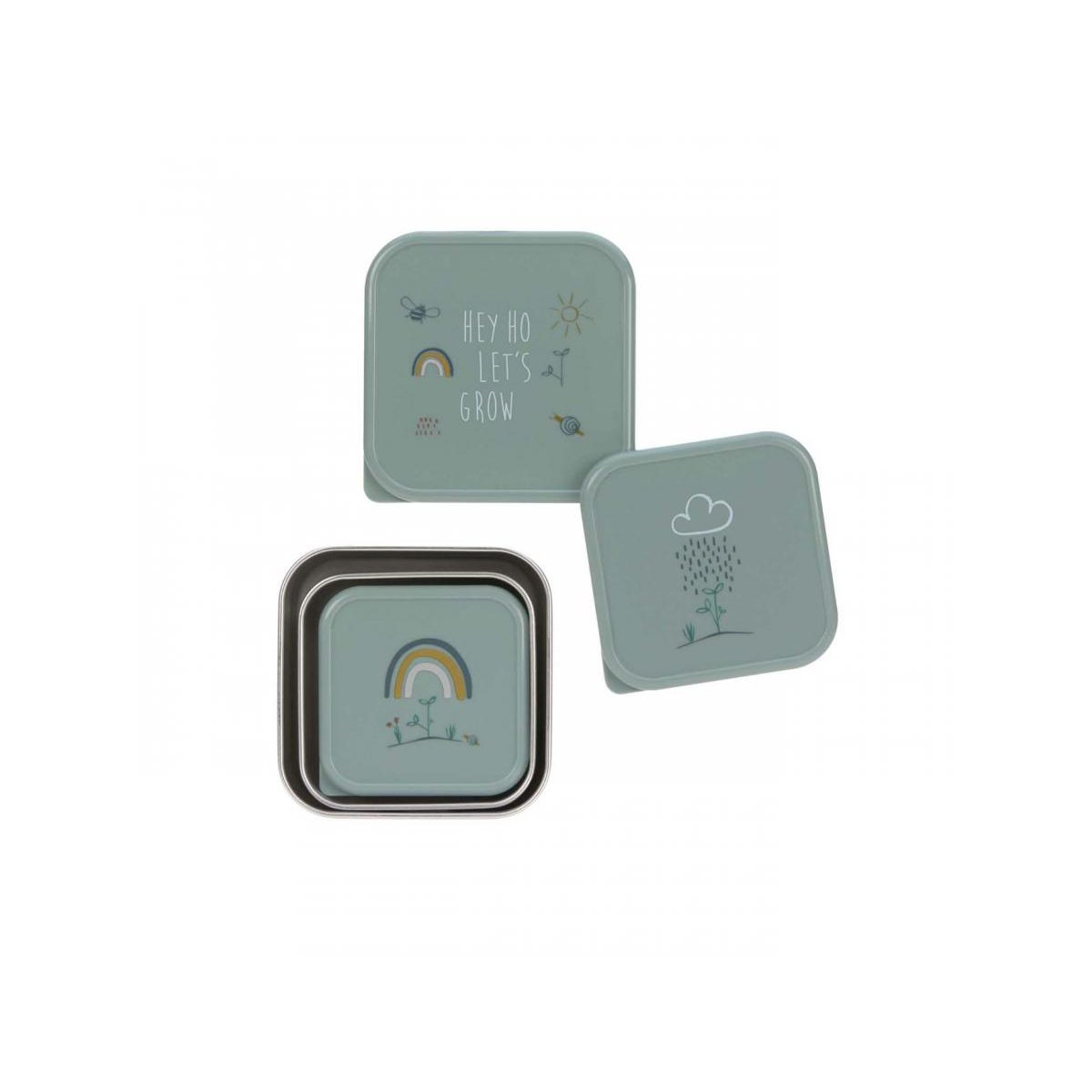 Lot de 3 boîtes à goûter vert, gris, LASSIG